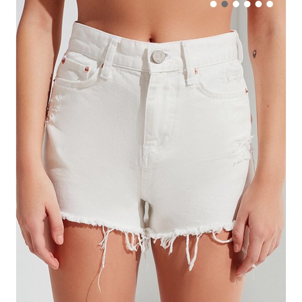 UO BDG White High-Waisted Distressed Shorts